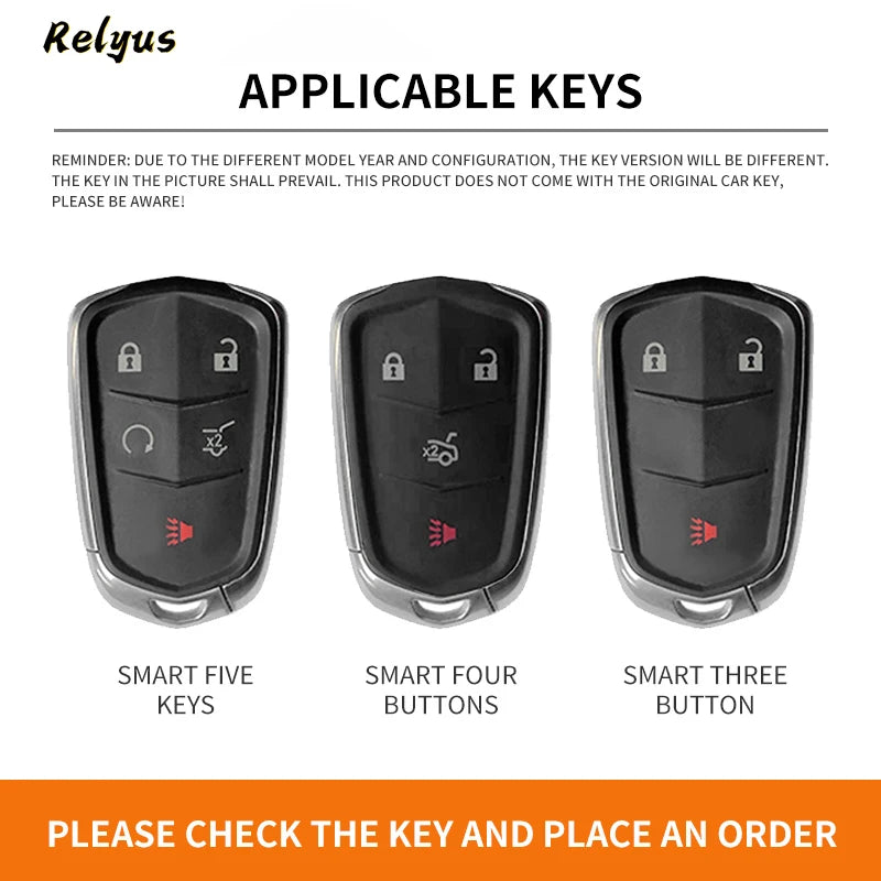 GPRGIT Zinc Alloy Leather Car Key Case Cover 5 Buttons for Cadillac CT6 XT4 XT5