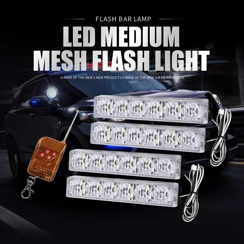 12-24V Red Blue White Yellow Truck Front Bumper Grille Led Light Emergency Strobe Warning Light with Remote Control