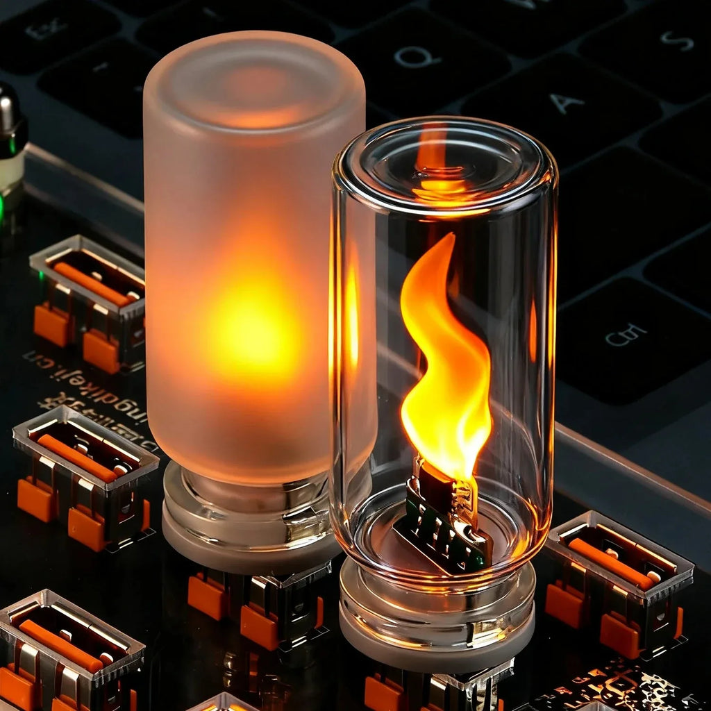 GPRGIT USB LED Flame Ambient Night Light for Car Interior Decoration - 5V, Flickering Candle Effect