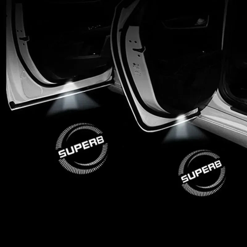 GPRGIT 2pcs Car Door Welcome Light for Skoda Superb 2009-2023 Logo Light 12V