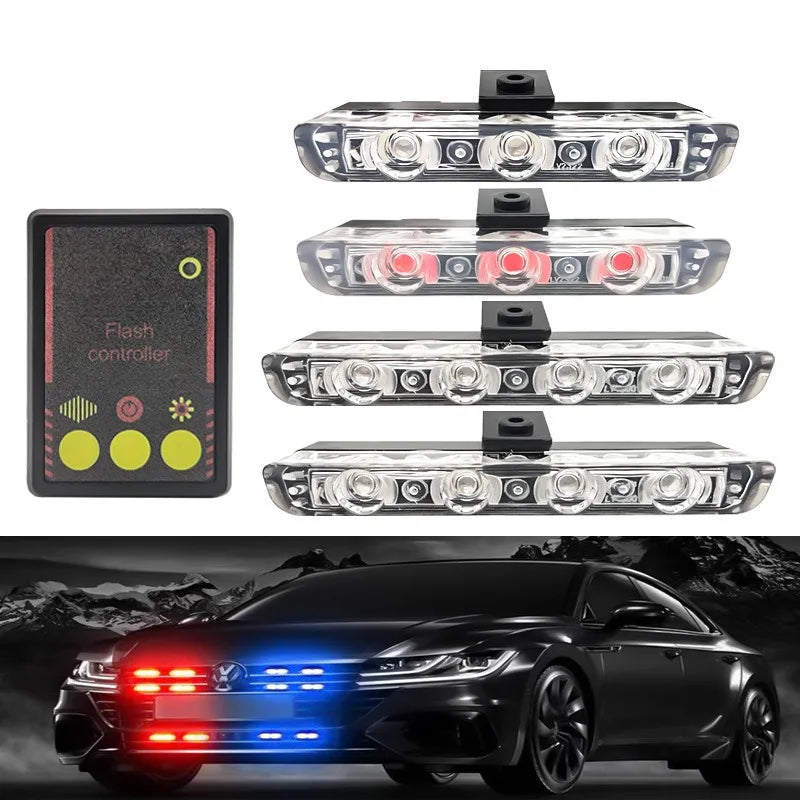 GPRGIT 24V 16-LED 4-in-1 Car Warning Strobe Light Remote Control Emergency Flashing Lamp