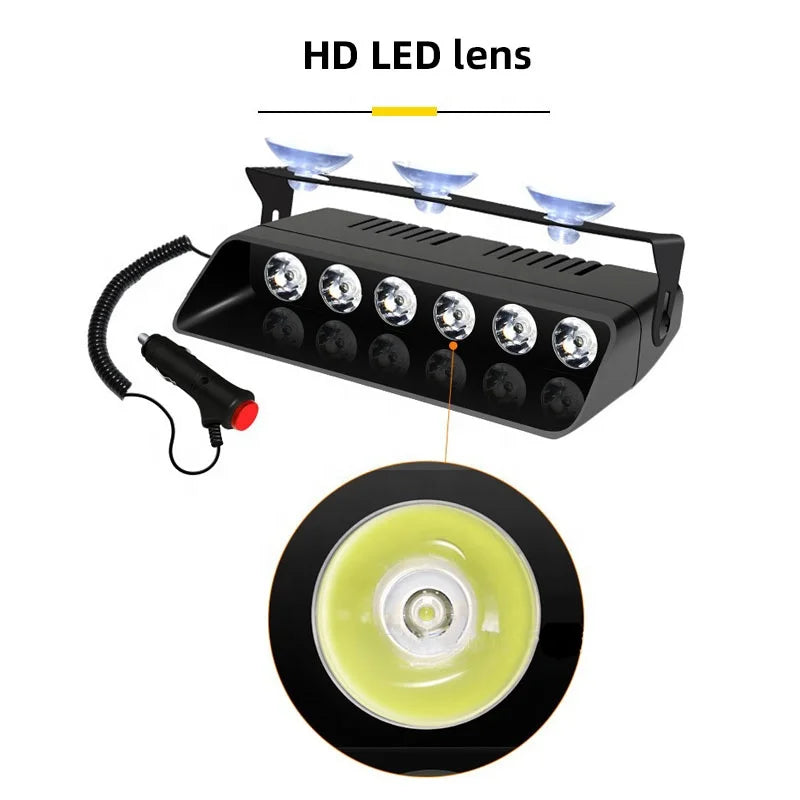 GPRGIT 6SMD Red/Blue LED Strobe Warning Light with Suction Cup - Dashboard Windshield Interior Flash Light