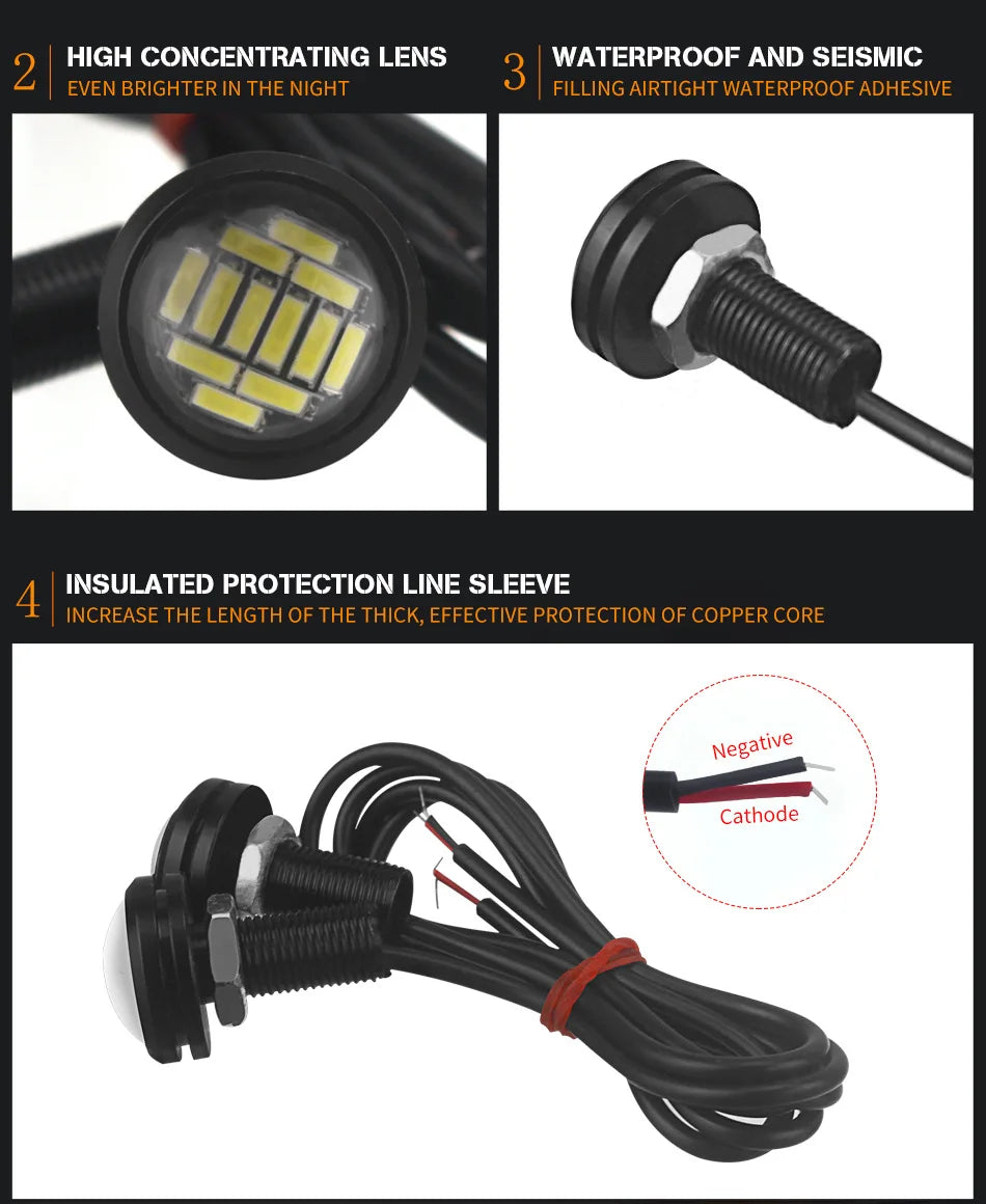 GPRGIT Car LED Eagle Eye DRL Daytime Running Lights LED 12V Waterproof Car LED Light 9W 18Mm 23Mm