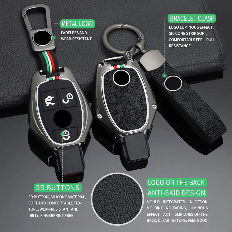 GPRGIT Zinc Alloy Car Key Case Shell for Mercedes-Benz A B R G Class GLK GLA GLC GLR W204 W210 W176 W202 W463 Remote Keyless