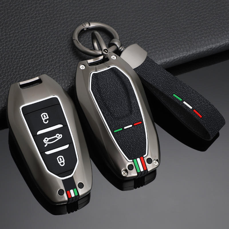 GPRGIT Metal Car Key Case Cover for Peugeot 308, 408, 508, 2008, 3008, 4008, 5008, Citroen C4, DS3, DS4, DS5