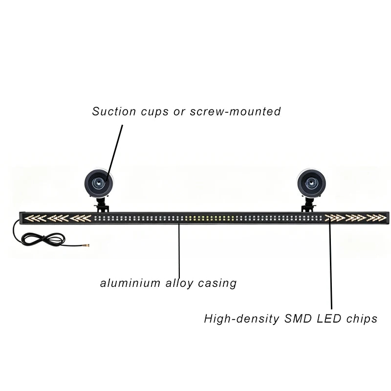 GPRGIT 12V LED Traffic Advisor Arrow Stick Light Bar 216 LED Sequential Strobe Suction Cup Mount