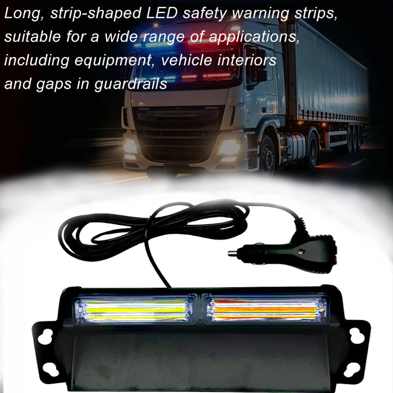 GPRGIT 12V Red Blue LED Windshield Warning Light Dual Head Emergency Strobe Suction Cup Mount