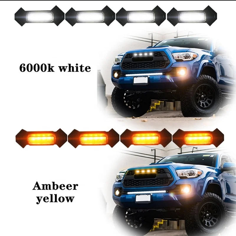 GPRGIT 4-Piece 6SMD LED Grille Light for Toyota Tacoma 2016-2019 - DRL Yellow/White Fog Warning Light