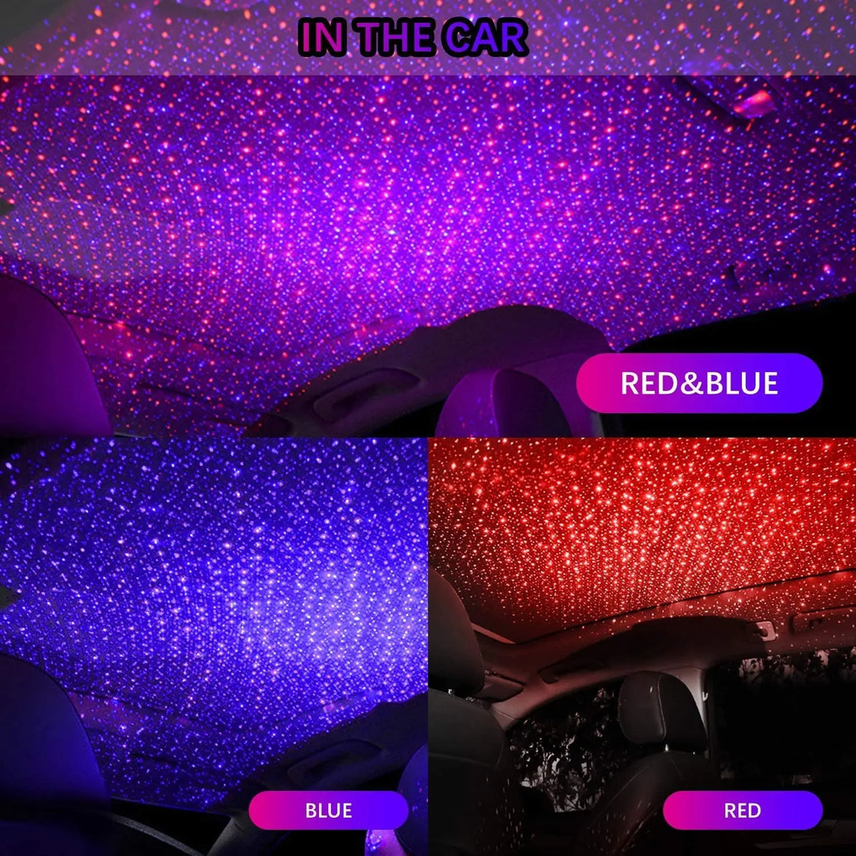 GPRGIT USB Night Light Star Projector 3 Colors Effects Auto Roof Star Lights Portable Romantic Light for Bedroom 5V