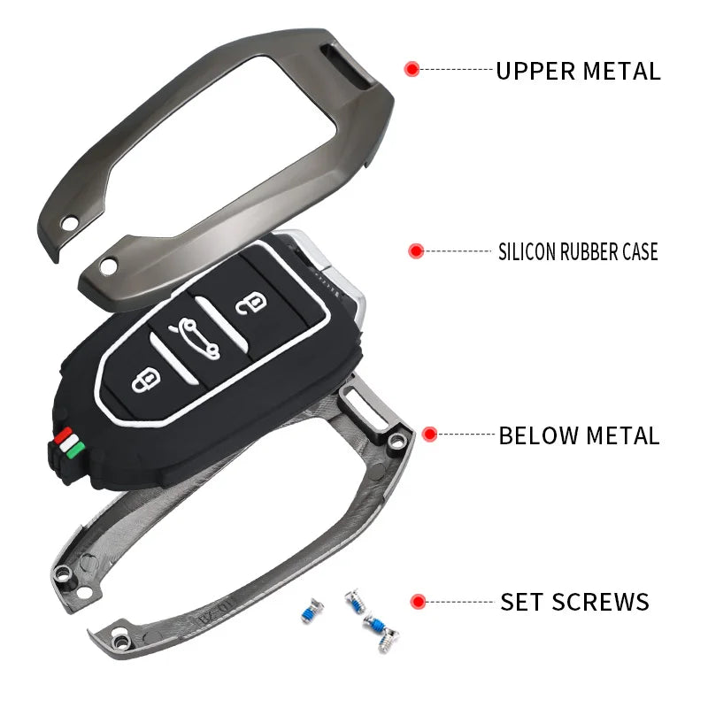 GPRGIT Zinc Alloy Flip Car Key Shell Case for Peugeot 208 2008 301 308 508 5008 RCZ Expert / Citroen C-Elysee C4-Cactus C3 Light
