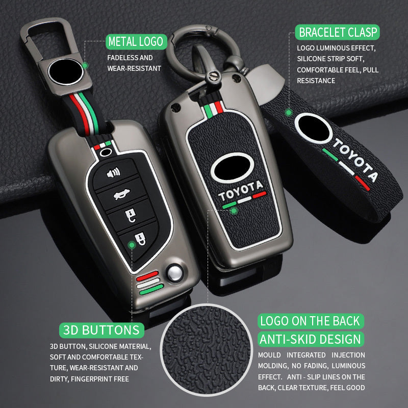 GPRGIT Zinc Alloy 2 3 4 Buttons Car Key Flip Case for Toyota Auris Corolla Avensis Verso Yaris Aygo Scion TC IM 2015 2016 Camry RAV4