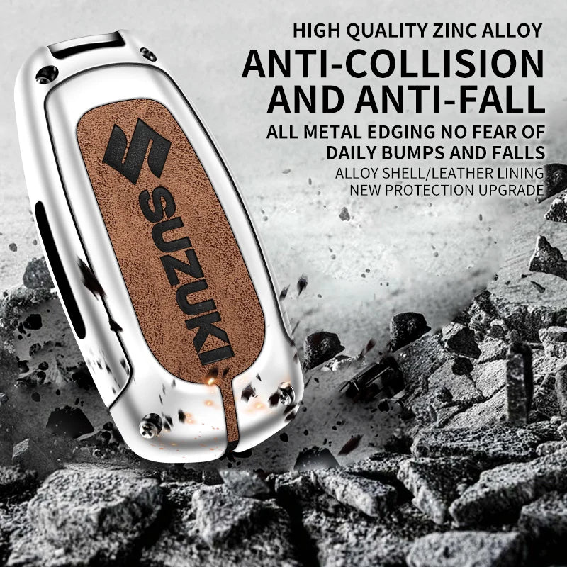 GPRGIT Car Key Case Full Cover New Design Fob Zinc Alloy 2019 Smart Leather for Suzuki Vitara Swift Ignis Kizashi SX4 Baleno Ertiga