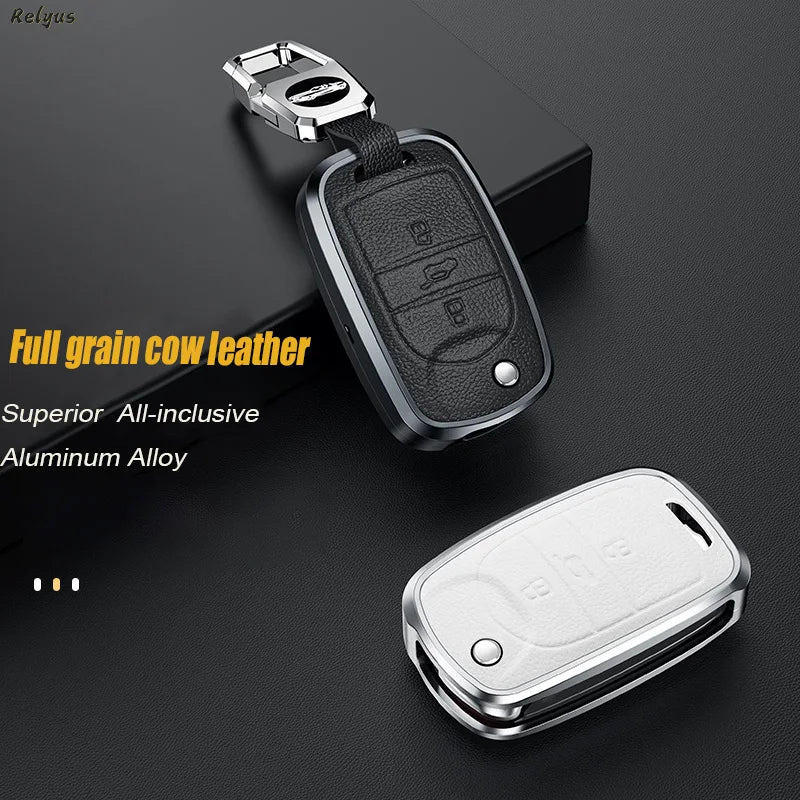 GPRGIT Aluminum Leather Car Key Cover Case Fob for Baojun 560 Rs-5 530 630 310 E100 310W 510 730 360 Keychain Accessories