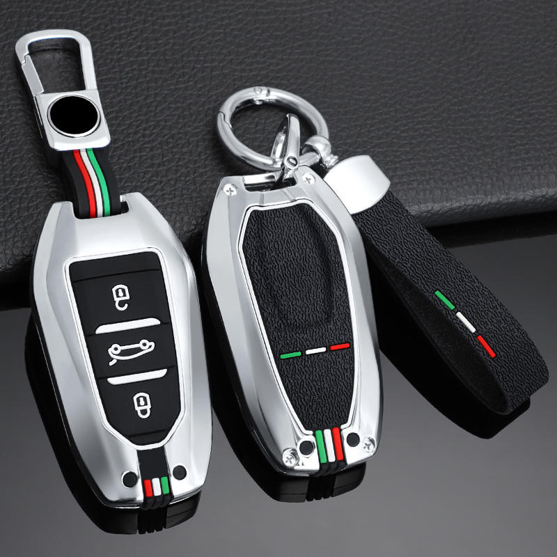 GPRGIT Metal Car Key Case Cover for Peugeot 308, 408, 508, 2008, 3008, 4008, 5008, Citroen C4, DS3, DS4, DS5