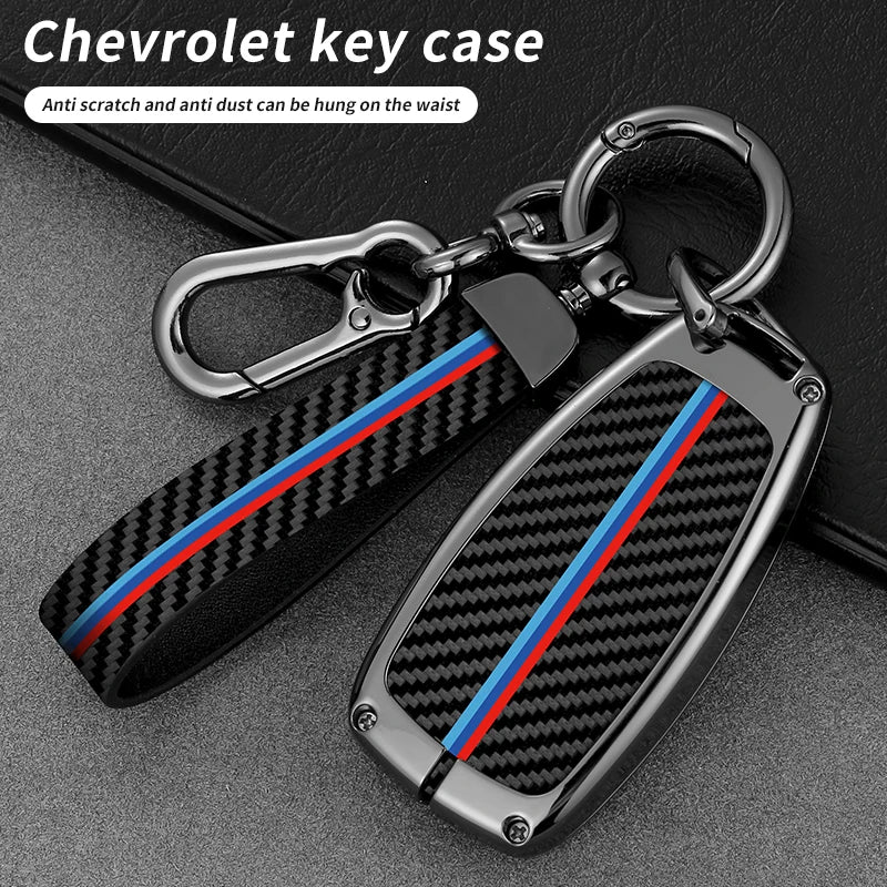 GPRGIT Carbon Fiber Car Logo Key Case for Chevrolet Onix Equinox Orlando Cruze Spark Sonic Camaro Volt Bolt Trax Malibu Blazer Traverse