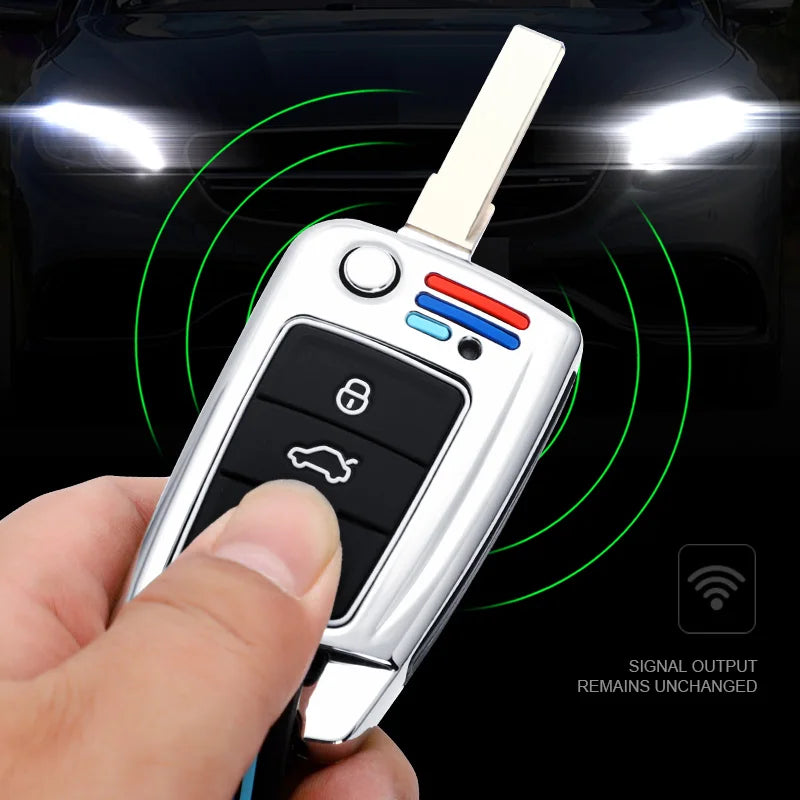 GPRGIT Zinc Alloy Car Flip Key case Over for VW Golf 7 MK7 Tiguan MK2 for Seat Ateca Leon FR 2 Ibiza Skoda Octavia Remote Car Key Box