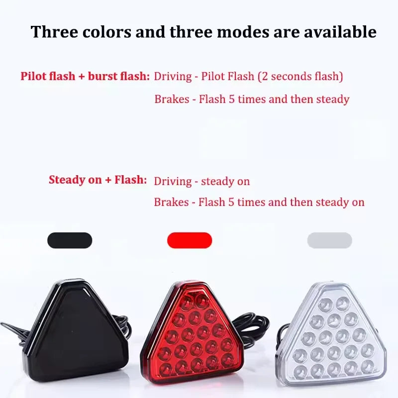 GPRGIT 12V LED Triangle Brake Taillight 20W High-Brightness Warning Light Universal Car