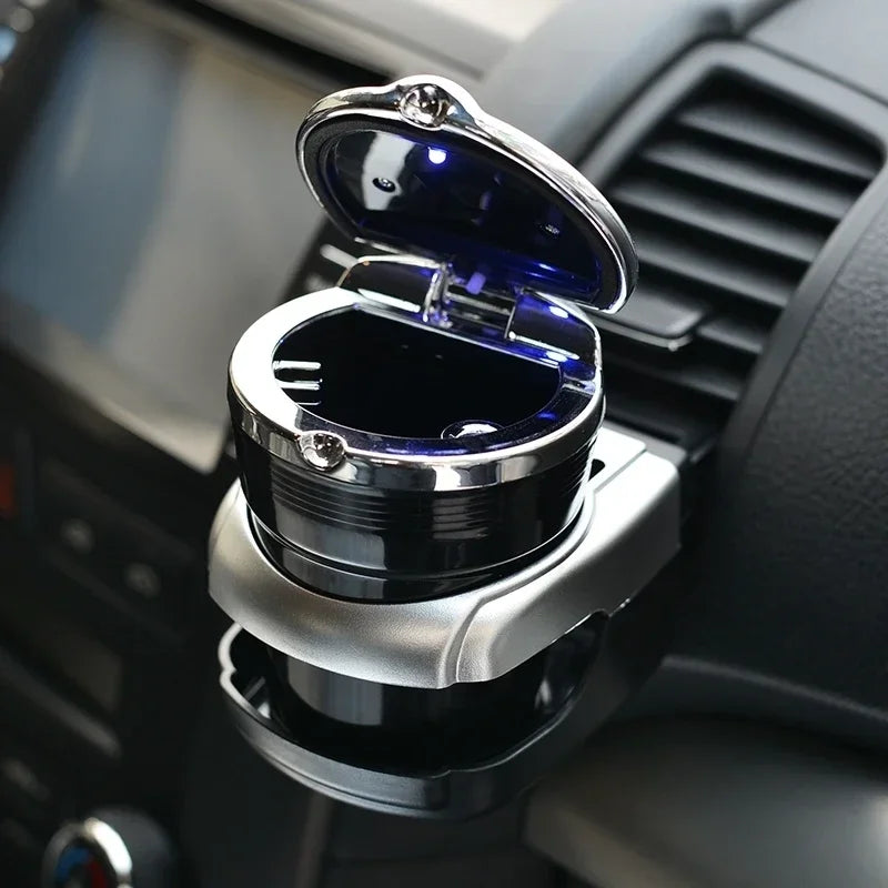 Car Logo Ashtray LED Light Trash Box for Ssangyong Rexton Kyron Korando