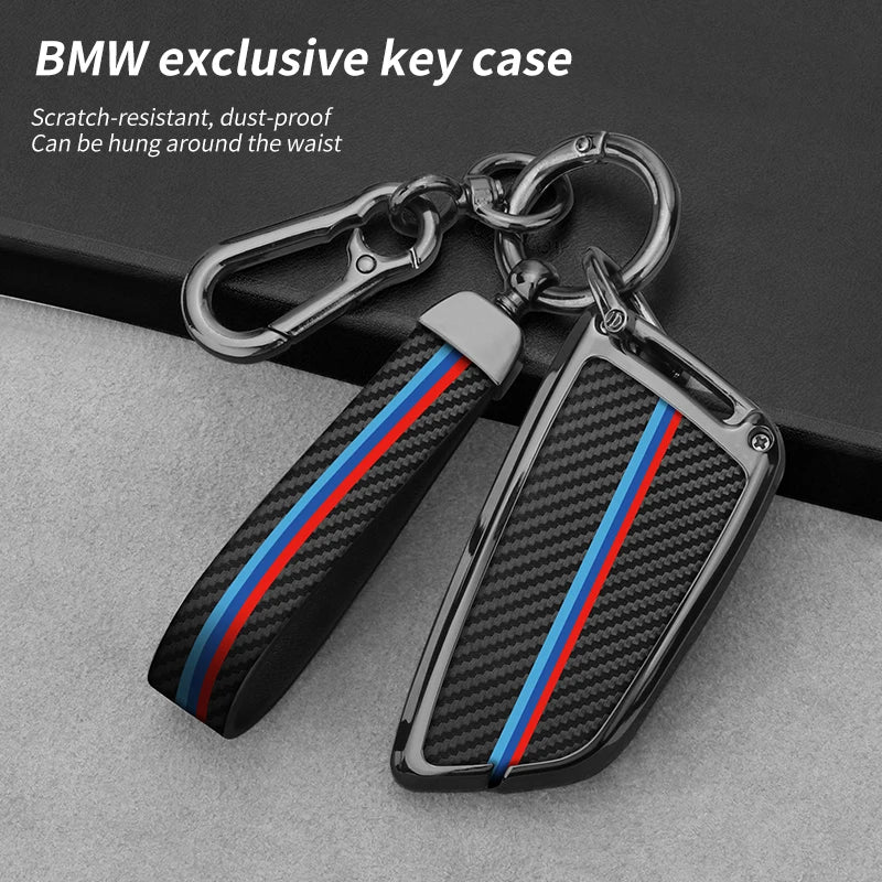 GPRGIT Carbon Car Logo Key Case Cover for BMW F20 F30 G20 F31 F34 F10 2020-2022 G20 G30 F11 X3 F25 X4 I3 I4 G21 M3 M4 1 3 5 7 Series