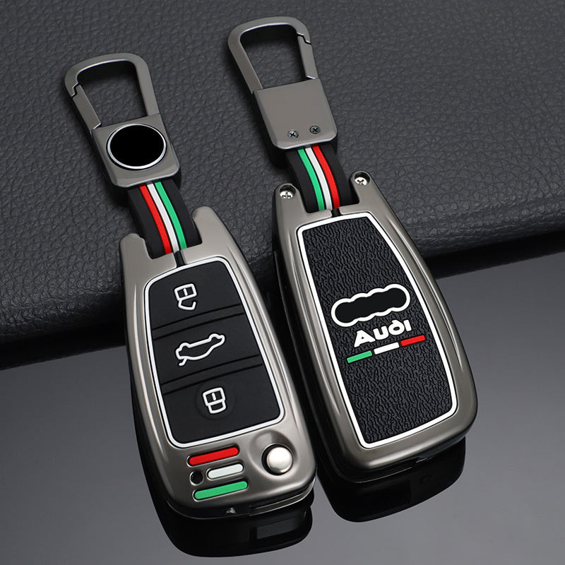 GPRGIT Zinc Alloy Flip Car Key Case Cover Fob for Audi A1 A3 A6 A6L Q2 Q3 Q7 TTS R8 S6 RS3