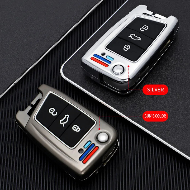 GPRGIT Zinc Alloy Car Flip Key case Over for VW Golf 7 MK7 Tiguan MK2 for Seat Ateca Leon FR 2 Ibiza Skoda Octavia Remote Car Key Box