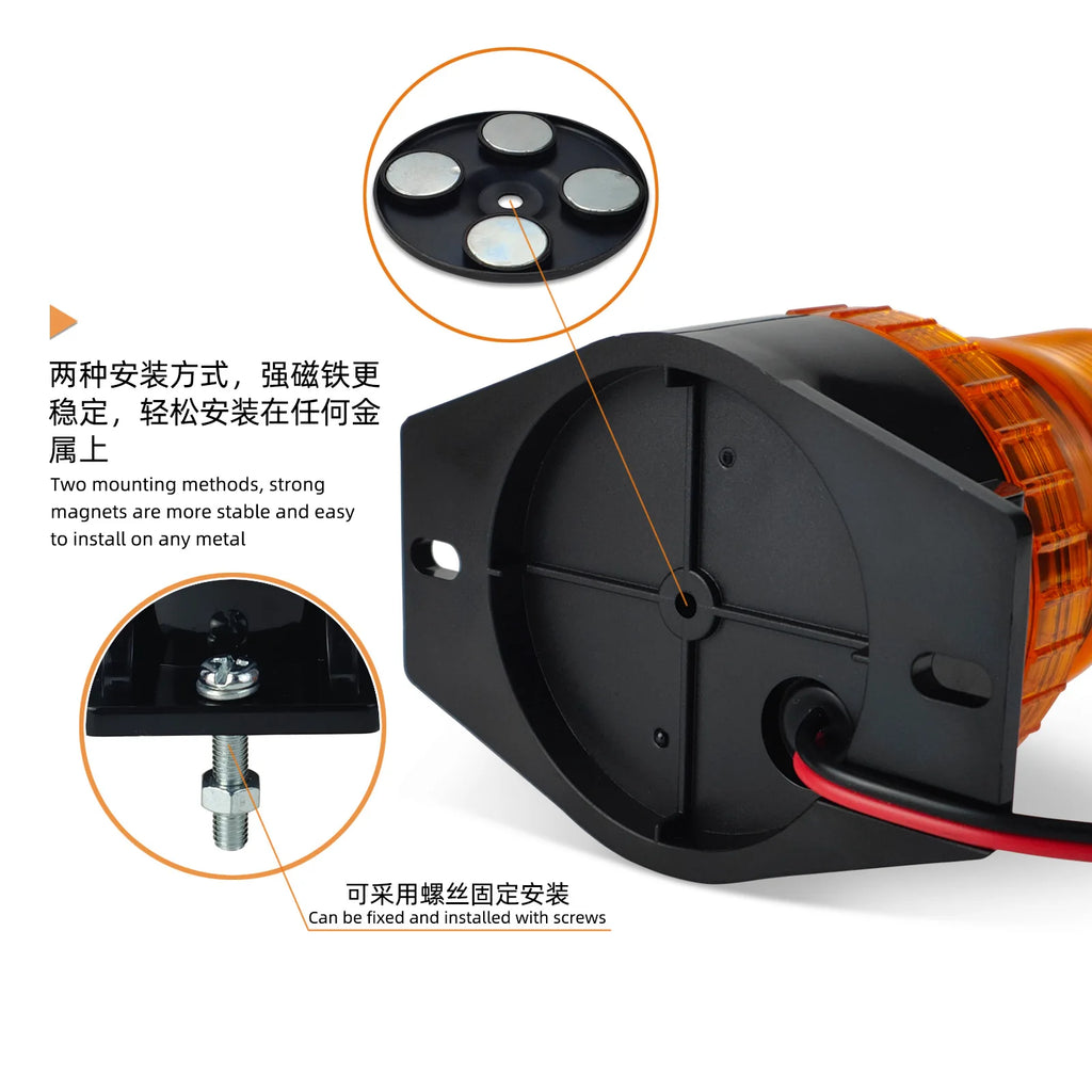 High Quality 12-110V LED Yellow Flash Beacon Warning Strobe Light Auto Exterior Lighting for Heavy Duty Tractor Forklift Warning