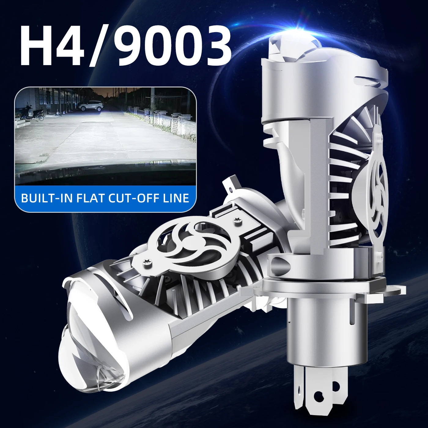 Mini Bi-LED Projector 90W H4 Headlight Bulb High Power High Low Beam Clear Cutoff Line Canbus No Error 6500K Auto Lighting