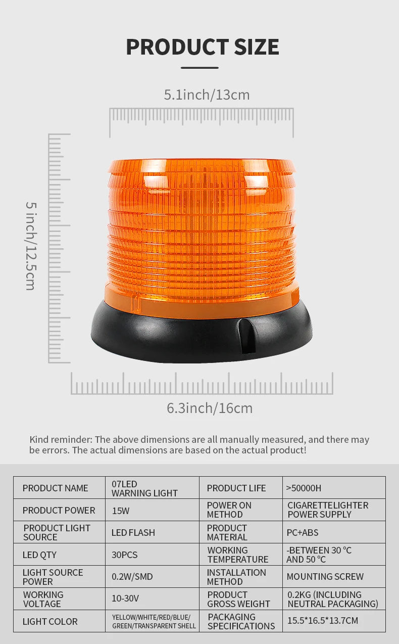 New School Bus Rotating Amber Beacon Light 80led Flashing Signal Lights Truck Van Strobe Warning Lamp