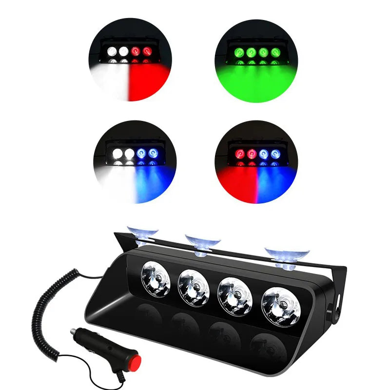 4SMD Red/Blue LED Strobe Dashboard Light with Suction Cup, Model S4