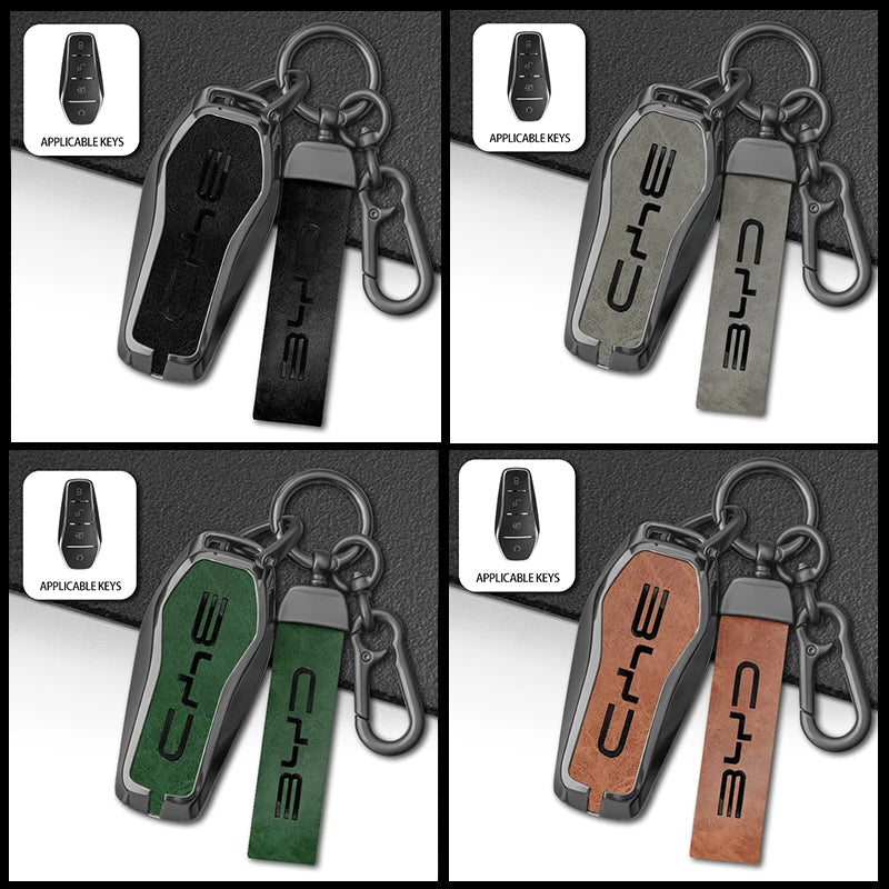 GPRGIT Leather Car Key Case Protector for BYD Qin Plus DM-i Atto 3 Han EV Dolphin Seal Tang E2 Song Plus