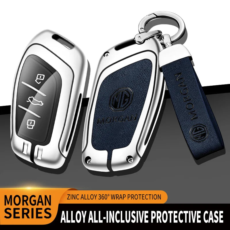 GPRGIT Zinc Alloy Leather Car Key Case Cover for MG ZS HS EV MG5 MG6 EZS EHS for Roewe RX5 I5 I6 RX3 RX8 Keyless Accessories