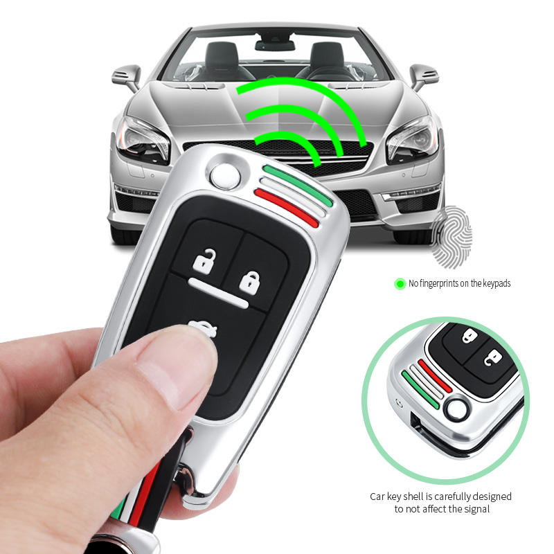 GPRGIT Zinc Alloy 2/3/4/5-Button Flip Folding Car Key Case Shell for Chevrolet Cruze, Malibu, Opel, Buick (HU100 Blade)