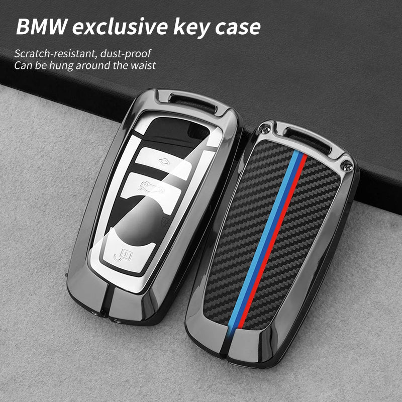 GPRGIT Carbon Car Logo Key Case Cover for BMW F20 F30 G20 F31 F34 F10 2020-2022 G30 F11 X3 F25 X4 I3 I4 G21 M3 M4 1 3 5 7 Series