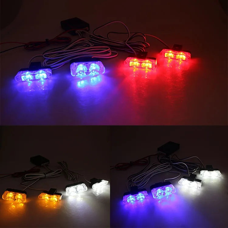 4-Piece LED Strobe Grille Light Strip Red/Blue with Remote, Model XA9202-4