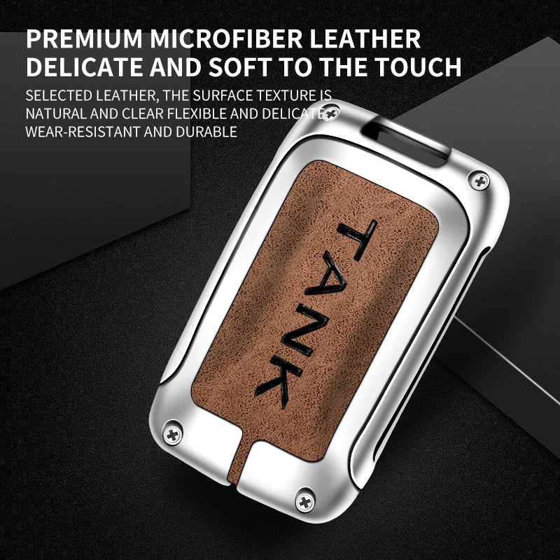 GPRGIT Zinc Alloy Leather Car Key Case Cover for Tank 300 2021 Great Wall Keychain Remote Keyless Accessories