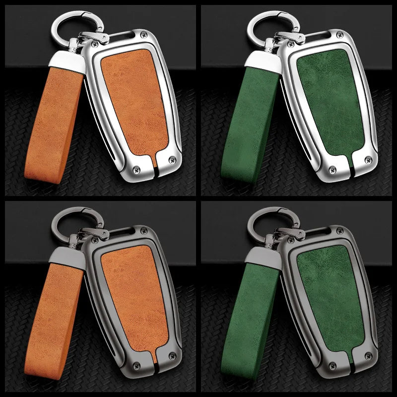GPRGIT Zinc Alloy Leather Car Logo Key Case Cover for Toyota Camry Corolla CHR C-HR RAV4 Prius Prado 2017 2018 Key Fob Auto Accessories