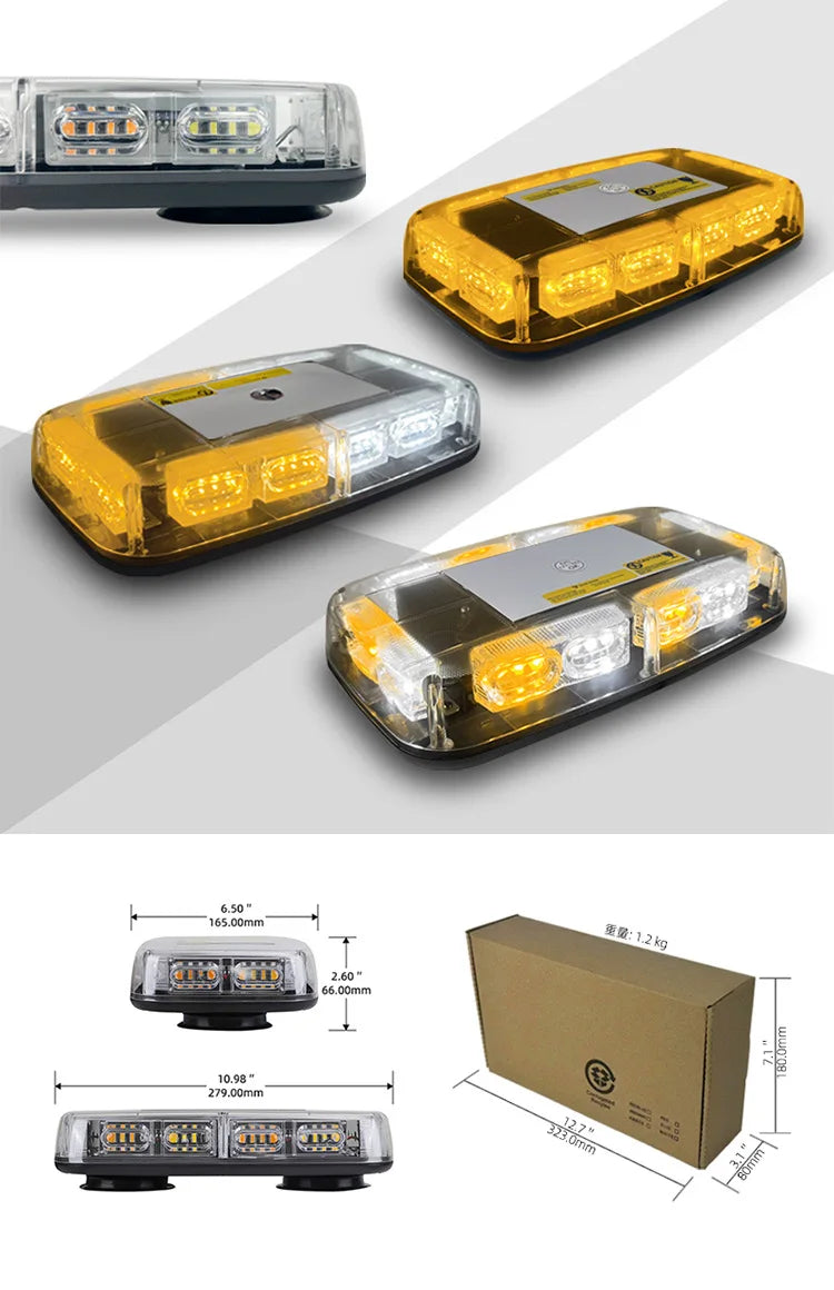 12-Inch High Bright LED Emergency Flashing Beacon Light Roof Top Strobe for Construction Vehicles Auto Exterior Lighting
