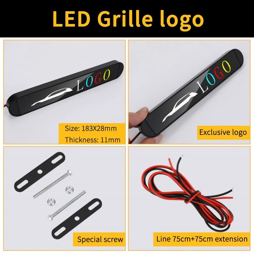 GPRGIT LED Front Grille Sign Badge Illuminated Emblem for Audi A8 Q1 Q2 Q3 Q4 Q5 1W 12V