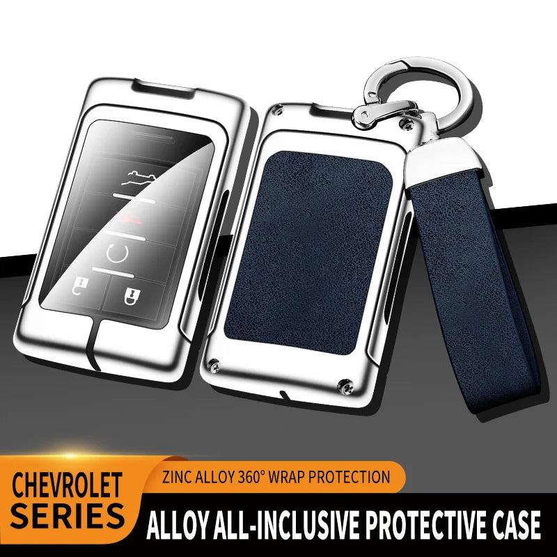 GPRGIT Zinc Alloy Leather Car Key Cover Case for Chevrolet Corvette C7/Captiva/Spark/Onix/Volt/Aveo/Sonic