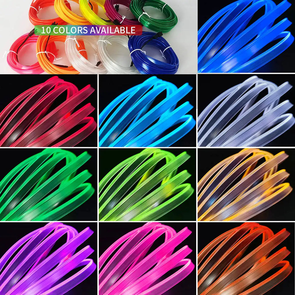 GPRGIT 12V 3M USB EL Wire Universal Car Interior Flexible Light