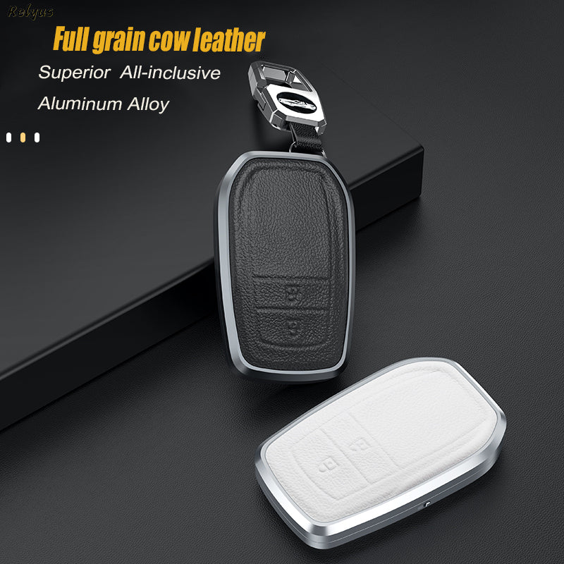GPRGIT Aluminum Alloy+Leather Car Key Cover Case for Toyota Land Cruiser 200 300 Prado Crown Hilux Innova Fortuner Camry