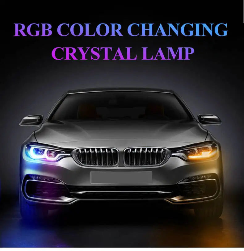 GPRGIT 2pcs APP Sequential Flow LED DRL Flexible Waterproof Turn Signal Angel Eye Decorative Light Strip