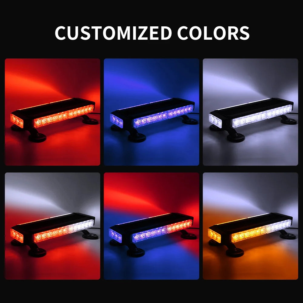 4 Sides Automotive LED Warning Light Bar Rooftop Strobe Light Bar Magnetic Flashing Emergency Lights for Truck Pickup 12V 24V