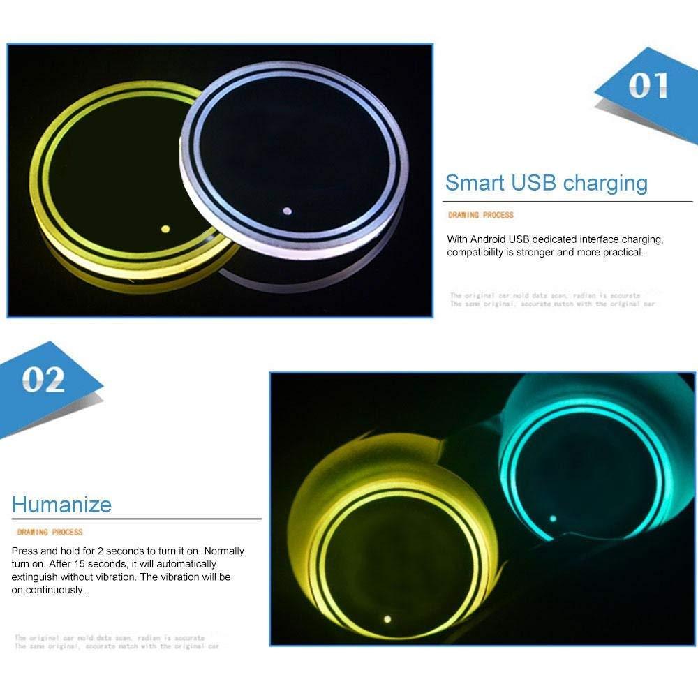 GPRGIT Car LED Water Cup Mat for Toyota Anti-Skid Pad USB Charging Light Door Slot Pad Interior Atmosphere Light, 12V