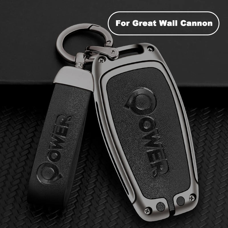 GPRGIT Zinc Alloy Leather Key Case Cover Shell for Great Wall Poer Pao GWM Ute Cannon 2019-2021 Haval H6 H7 H8 H9 Auto Accessories