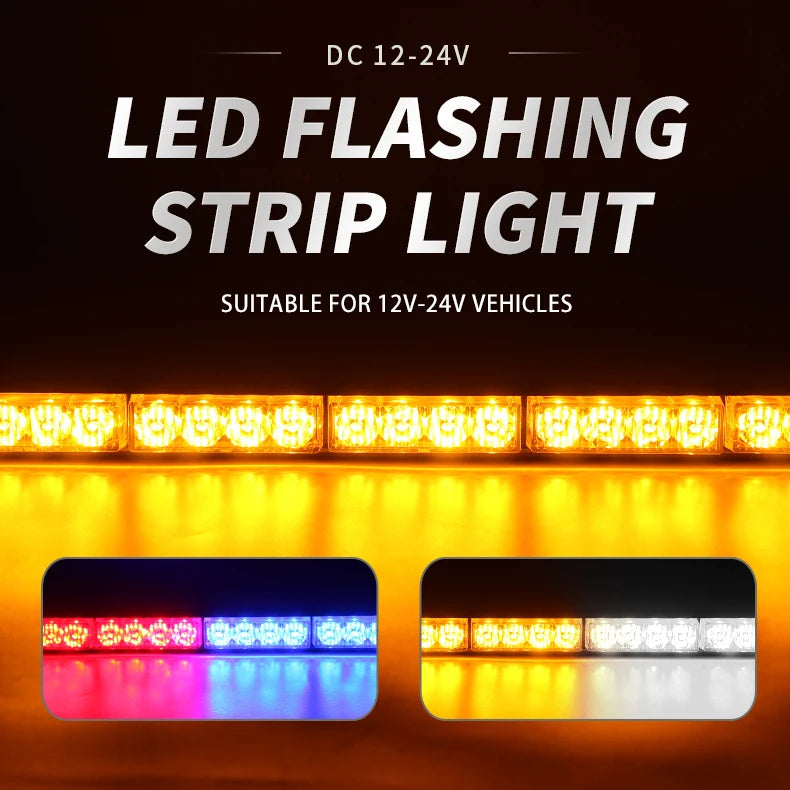 Auto Top Roof LED Strobe Warning Light Bar Car Truck Grill DRL Flashing Emergency LED Light Bars Traffic Advisor 12V 24V