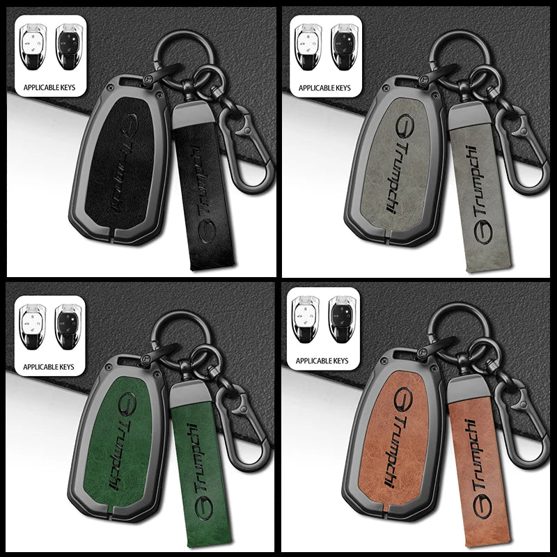 GPRGIT Leather Car Key Case Cover for Trumpchi GAC GS3 2021 Empow J11-J15 J16 Keyless Protector Keychain Keybag