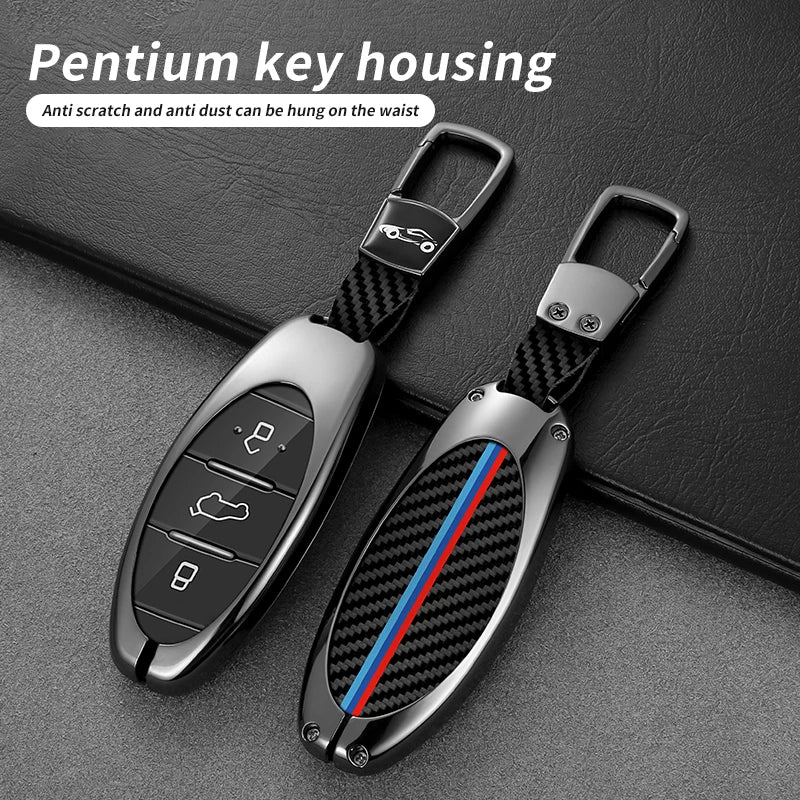 GPRGIT Smart Zinc Alloy Carbon Car Key Case Cover Holder for 2021 FAW T77 Bestune T99 B70 T55 T33