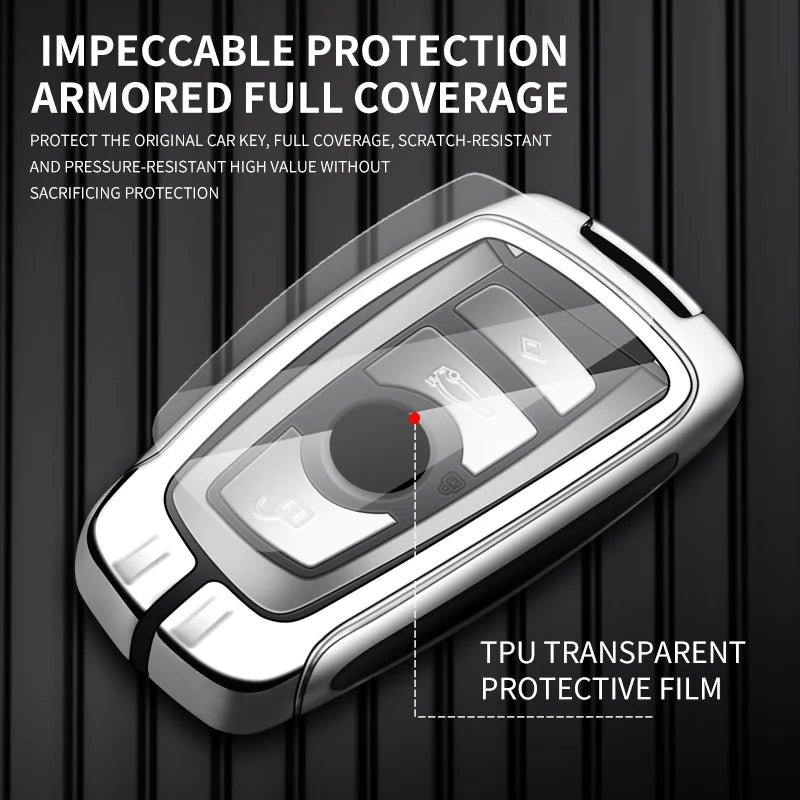 GPRGIT Leather Car Key Case for BMW 1 2 3 4 5 Series F20 F22 F30 F31 F32 Protector Cover Keychain
