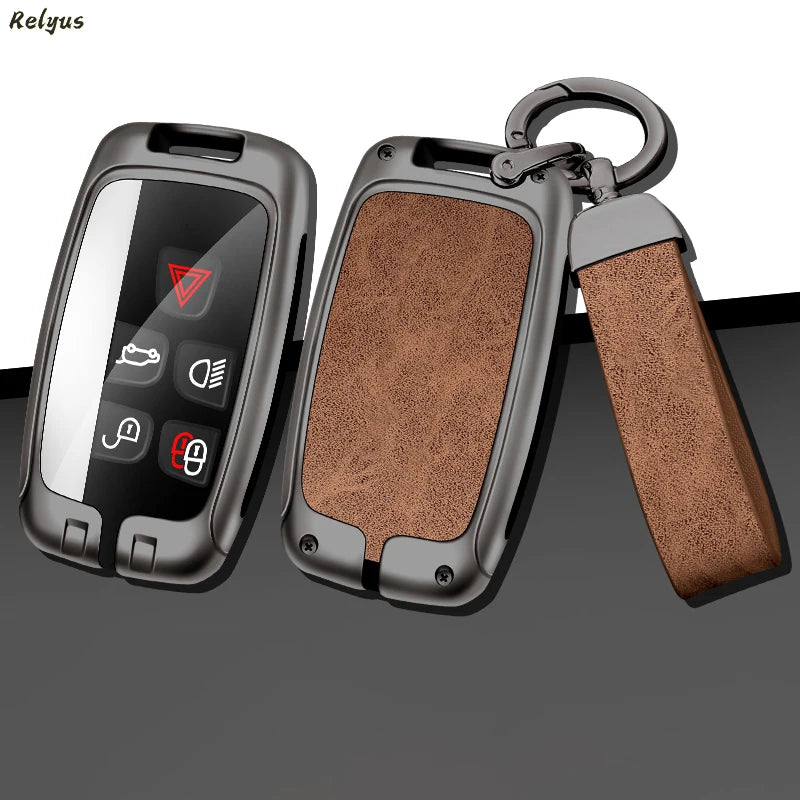 GPRGIT Metal Car Custom Logo Key Case for Land Rover Range Rover Sport Evoque Freelander Velar Discovery 4 Jaguar XE XJ XF Guitar